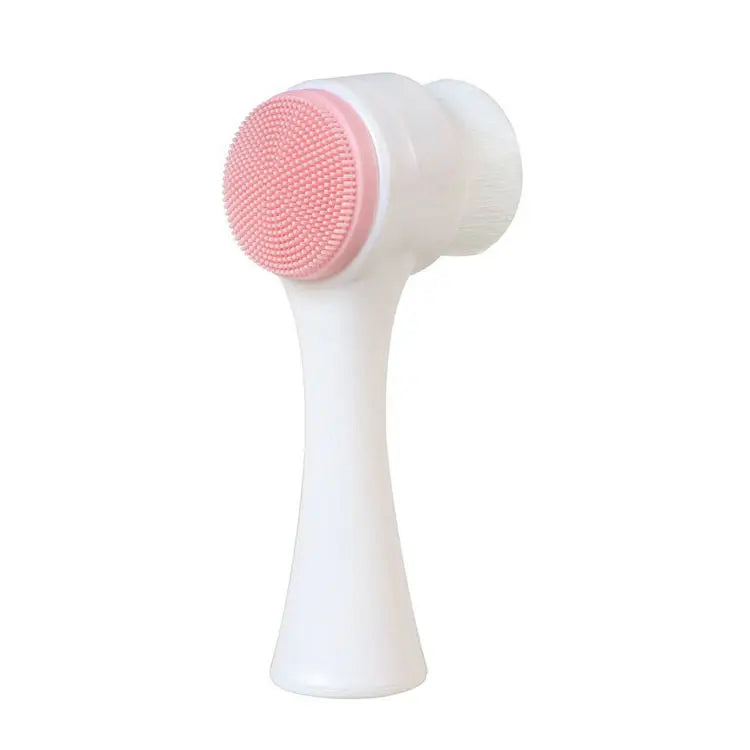 Double-Sided Silicone Facial Cleansing Brush — Soft Bristles Exfoliator