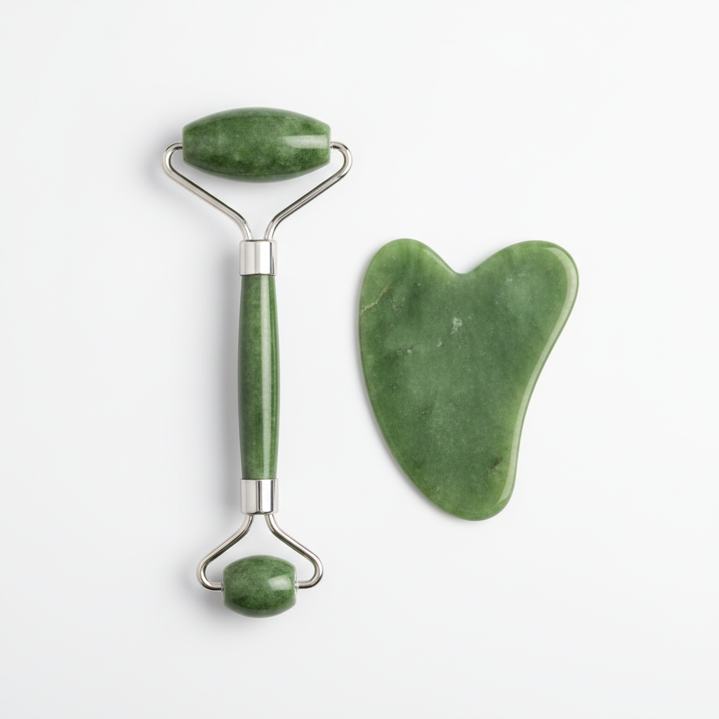 Jade Roller & Gua Sha Set — Natural Stone Face Massage & Sculpting